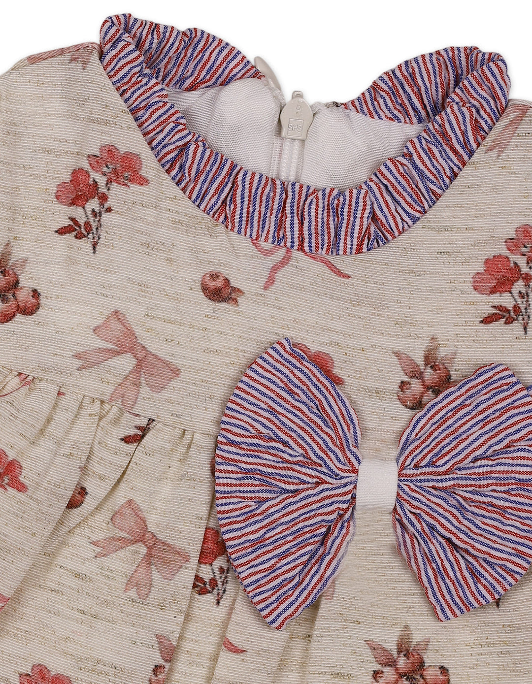Baby Girls Winter Dress Floral and Bow Detailed Pink at Zubaidas Official Pakistan