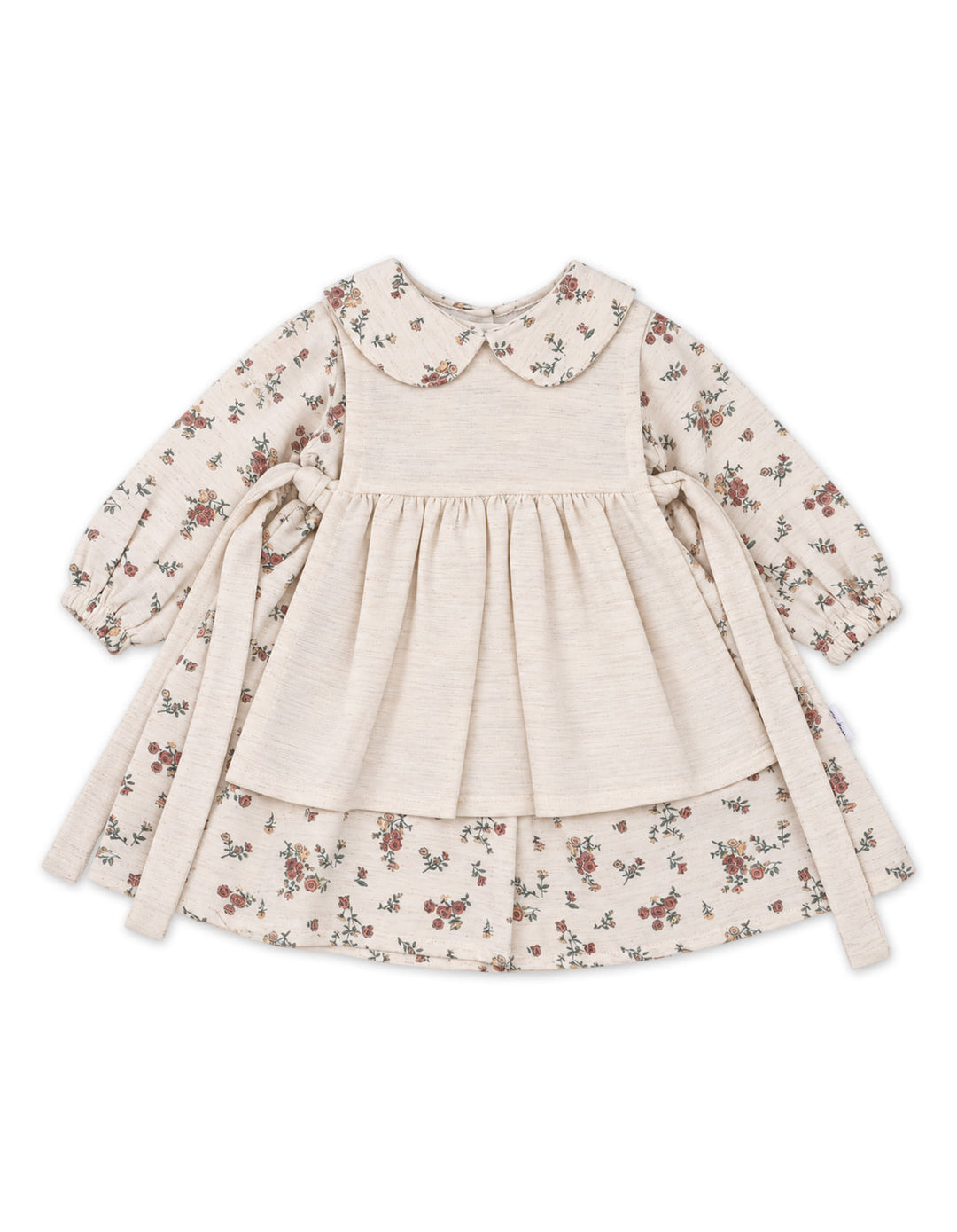 Baby Girls Winter Dress Floral Printed Beige at Zubaidas
