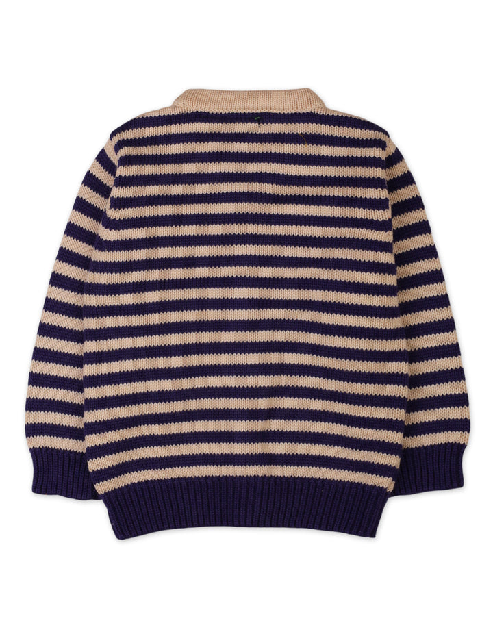 Baby Girls Winter Knitted Suit Sets Bambies Striped Navy at Zubaidas Best Online Baby Store in Pakistan