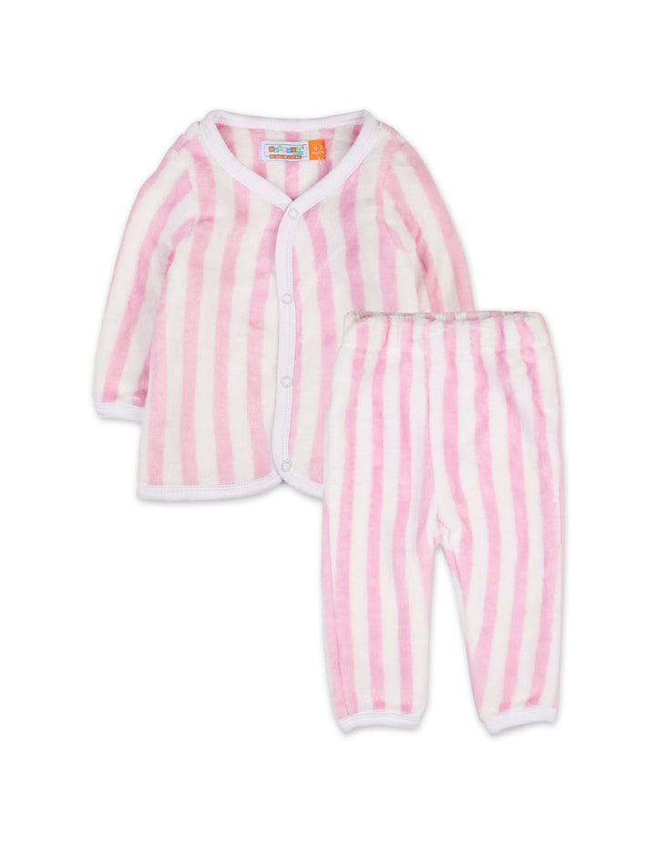 Baby Girls Winter Night Suits Bambies Striped Pink at Zubaidas