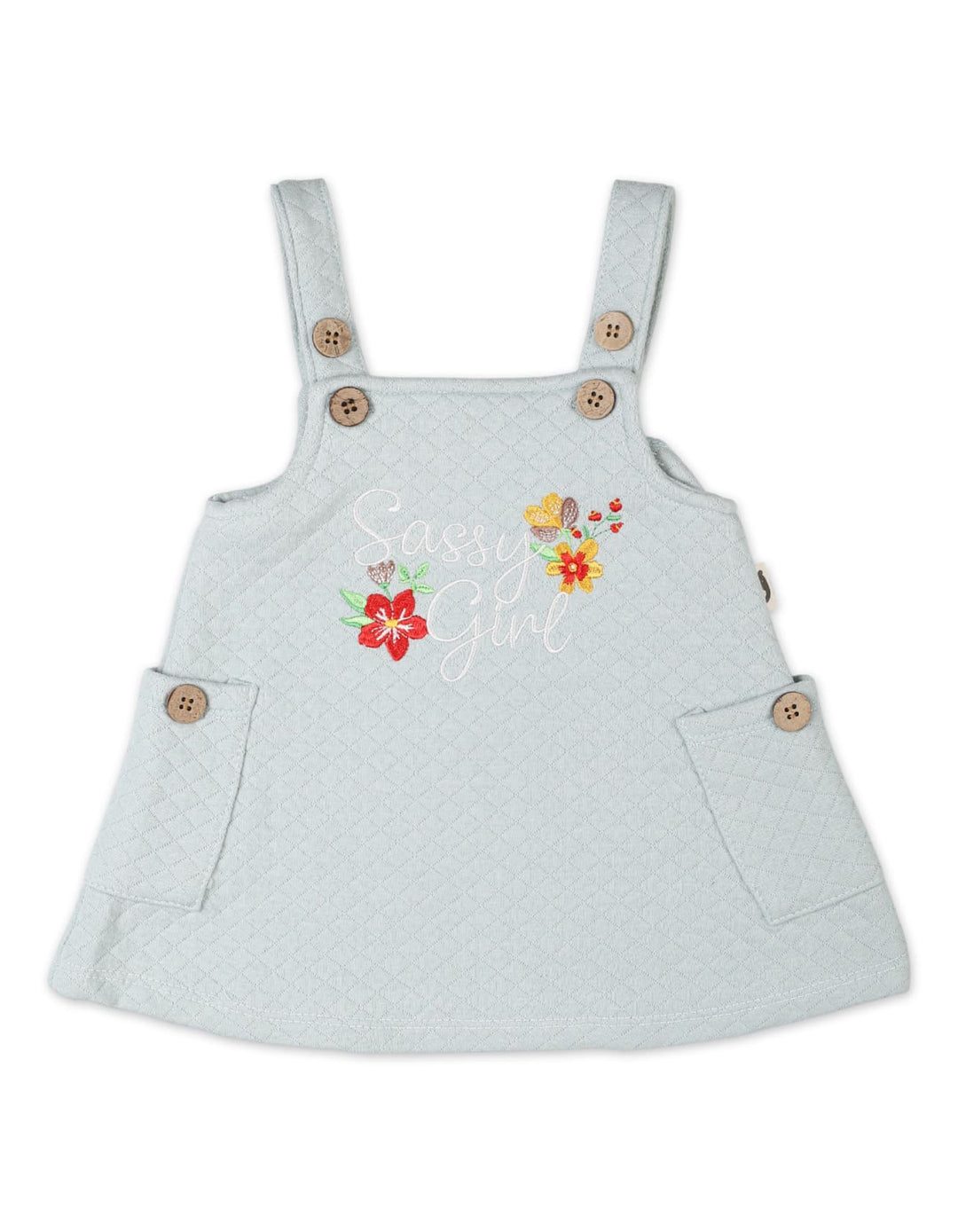 Baby Girls Winter Pinafore Dress Set Bambies Floral Light Grey at Zubaidas Pakistan