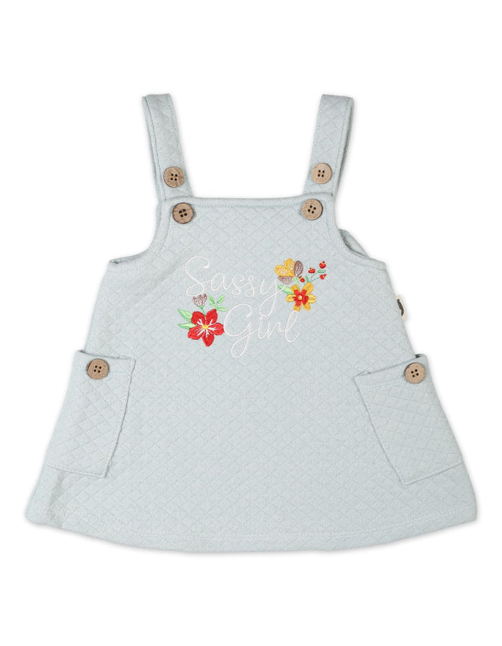 Baby Girls Winter Pinafore Dress Set Bambies Floral Light Grey at Zubaidas Pakistan