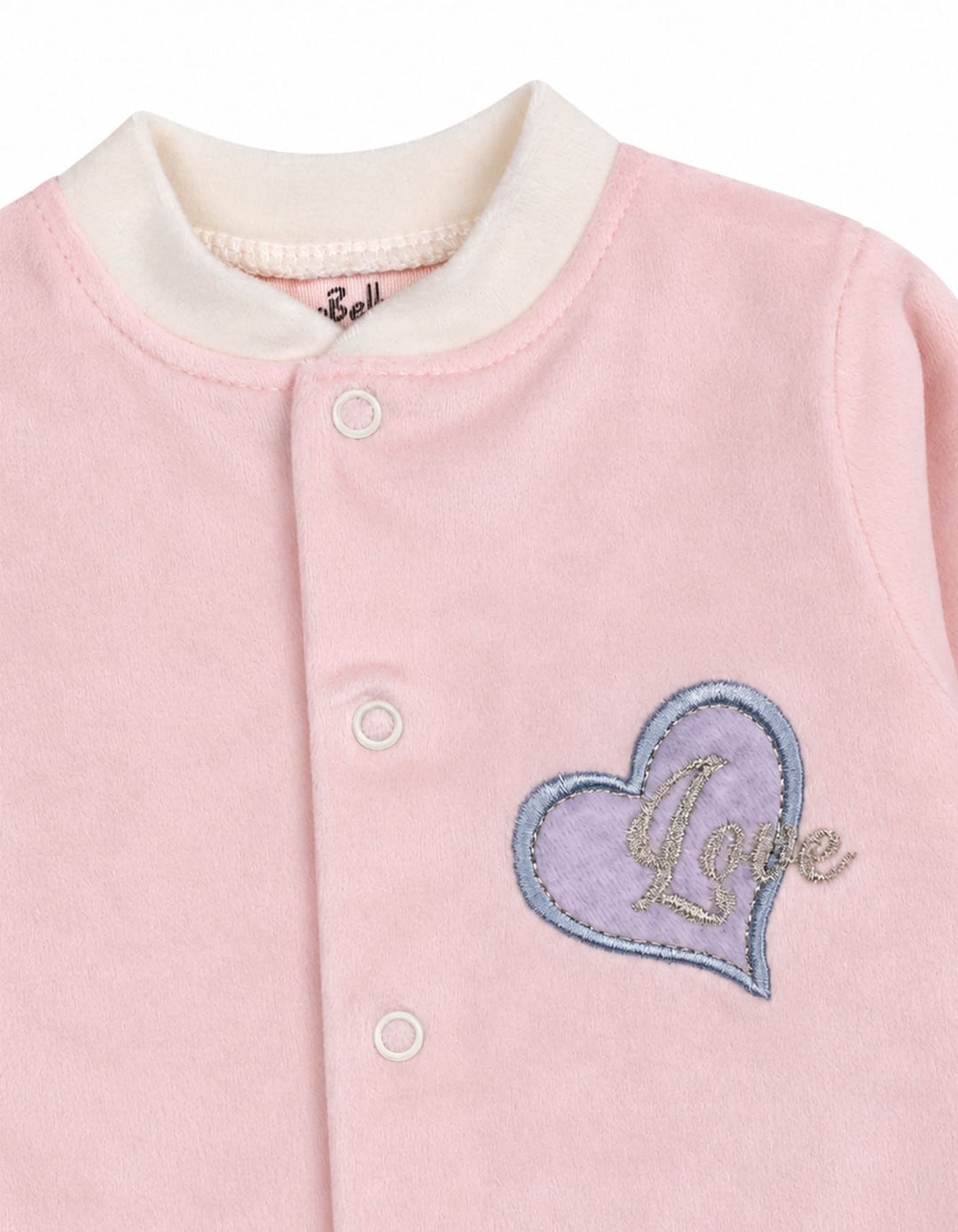 Baby Girls Winter Romper with Cap Embroidered Heart Applique Light Pink at Zubaidas Pakistan