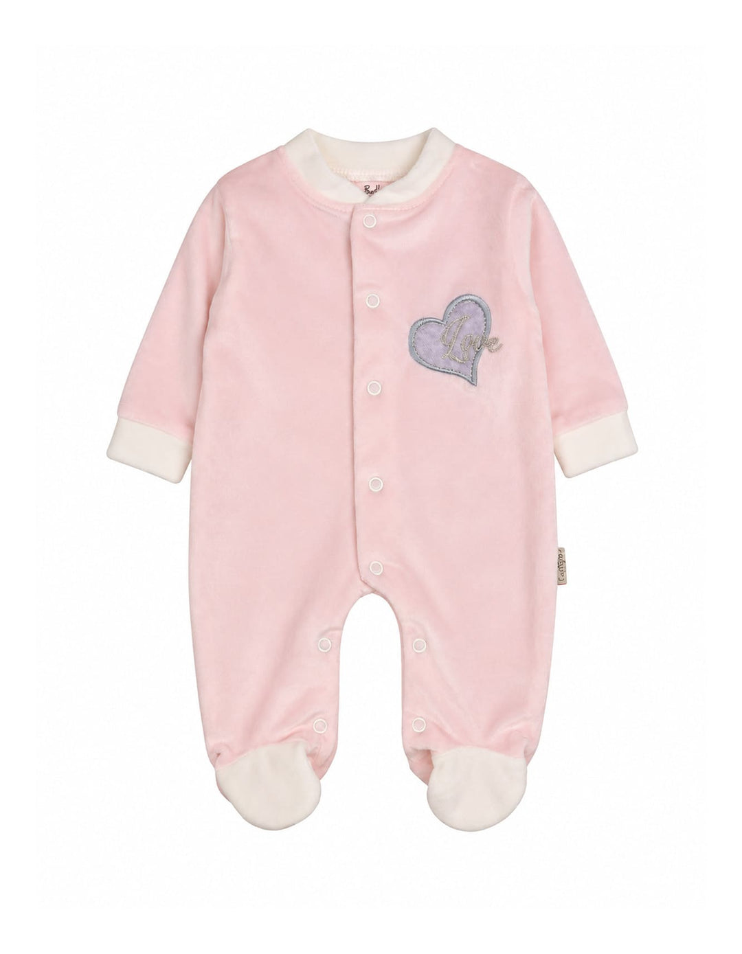 Baby Girls Winter Romper with Cap Embroidered Heart Applique Light Pink at Zubaidas Official Pakistan