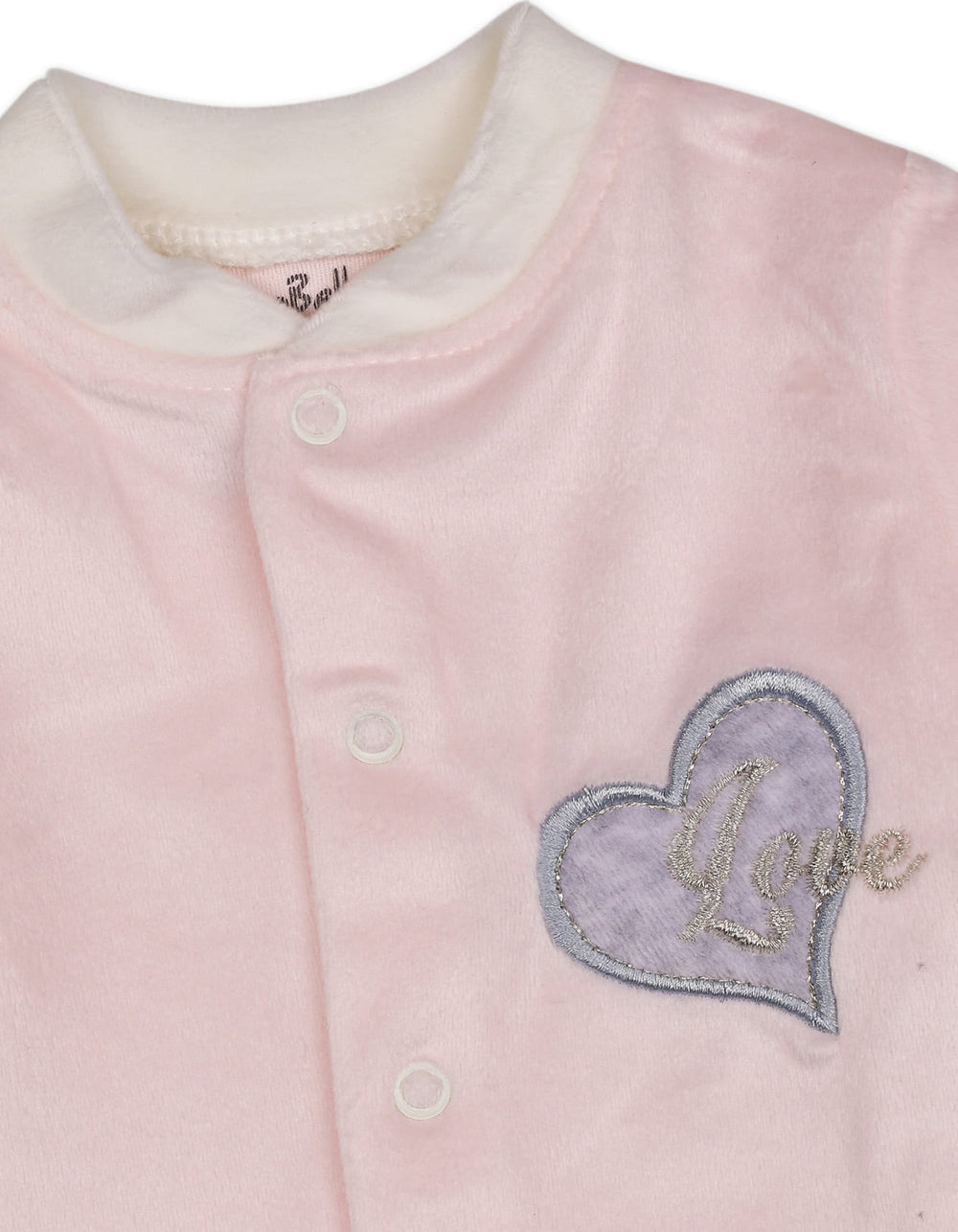 Baby Girls Winter Romper with Cap Embroidered Heart Applique Light Pink at Zubaidas Official Pakistan