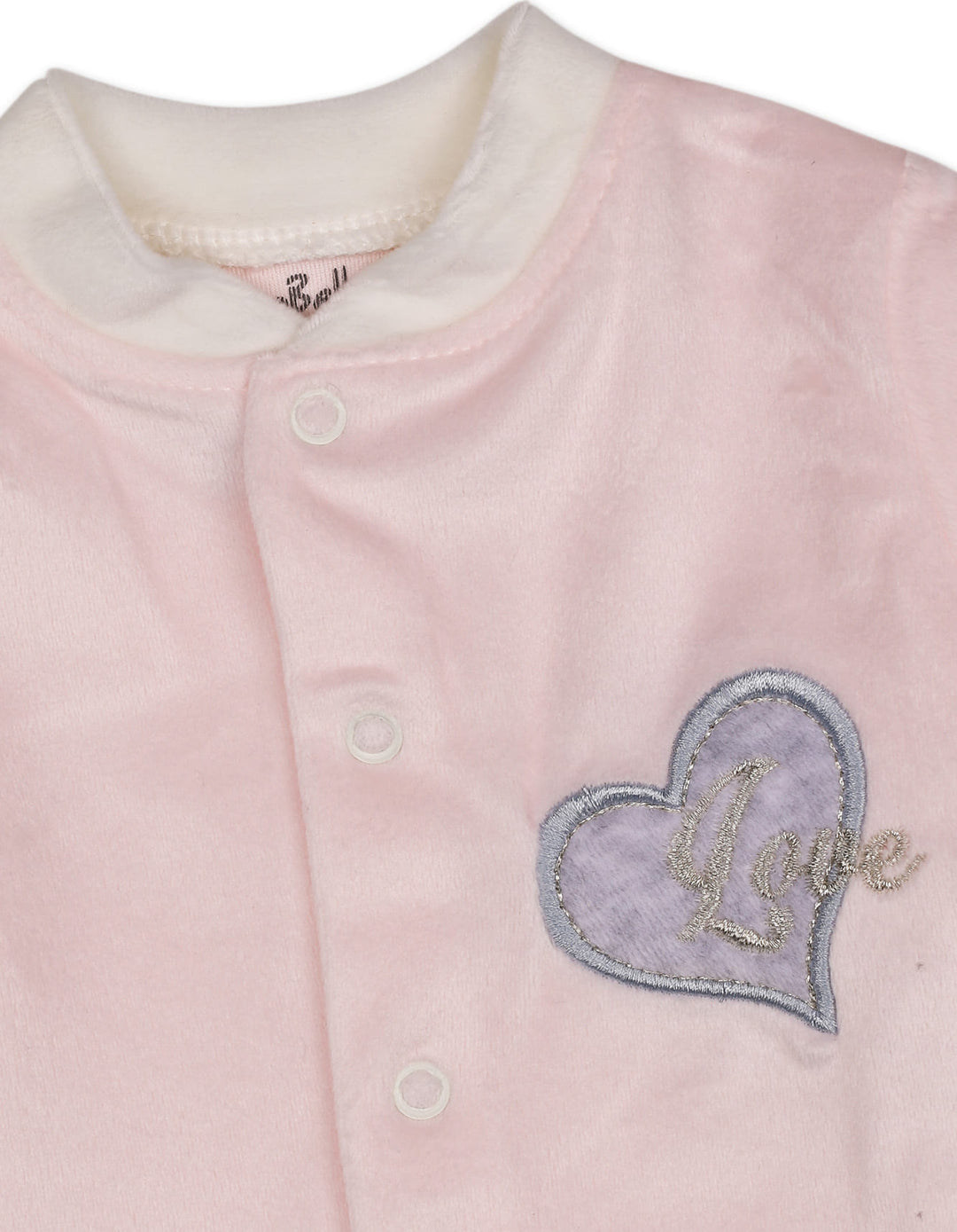 Baby Girls Winter Romper with Cap Embroidered Heart Applique Light Pink at Zubaidas Official Pakistan