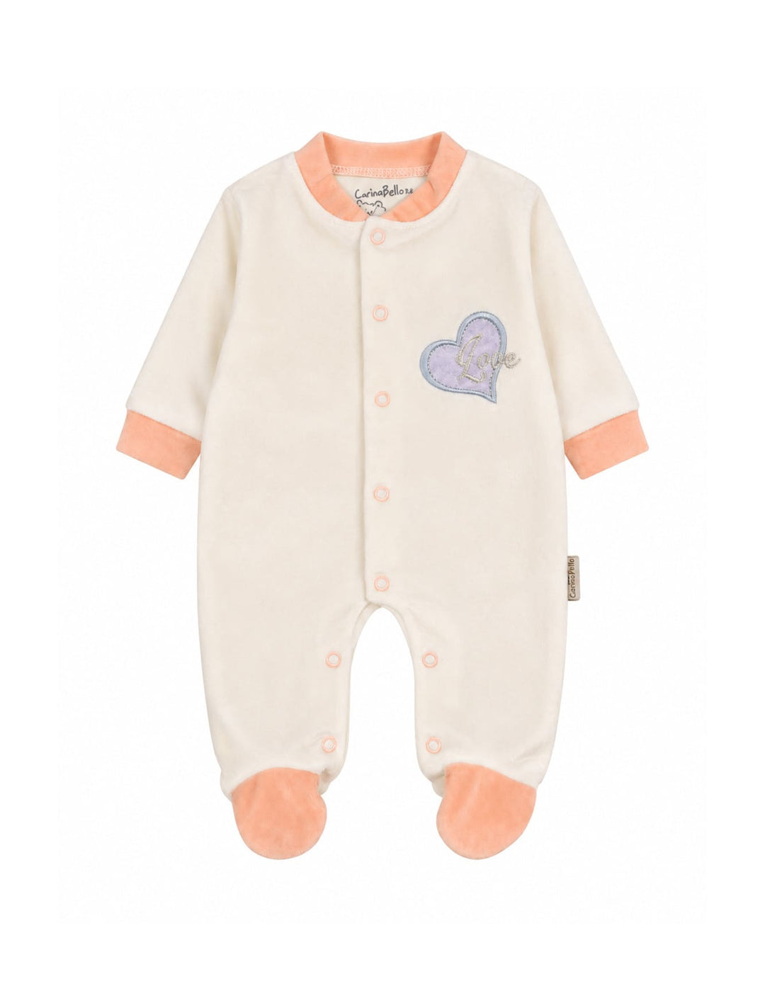 Baby Girls Winter Romper with Cap Embroidered Heart Applique Off White at Zubaidas Official Pakistan