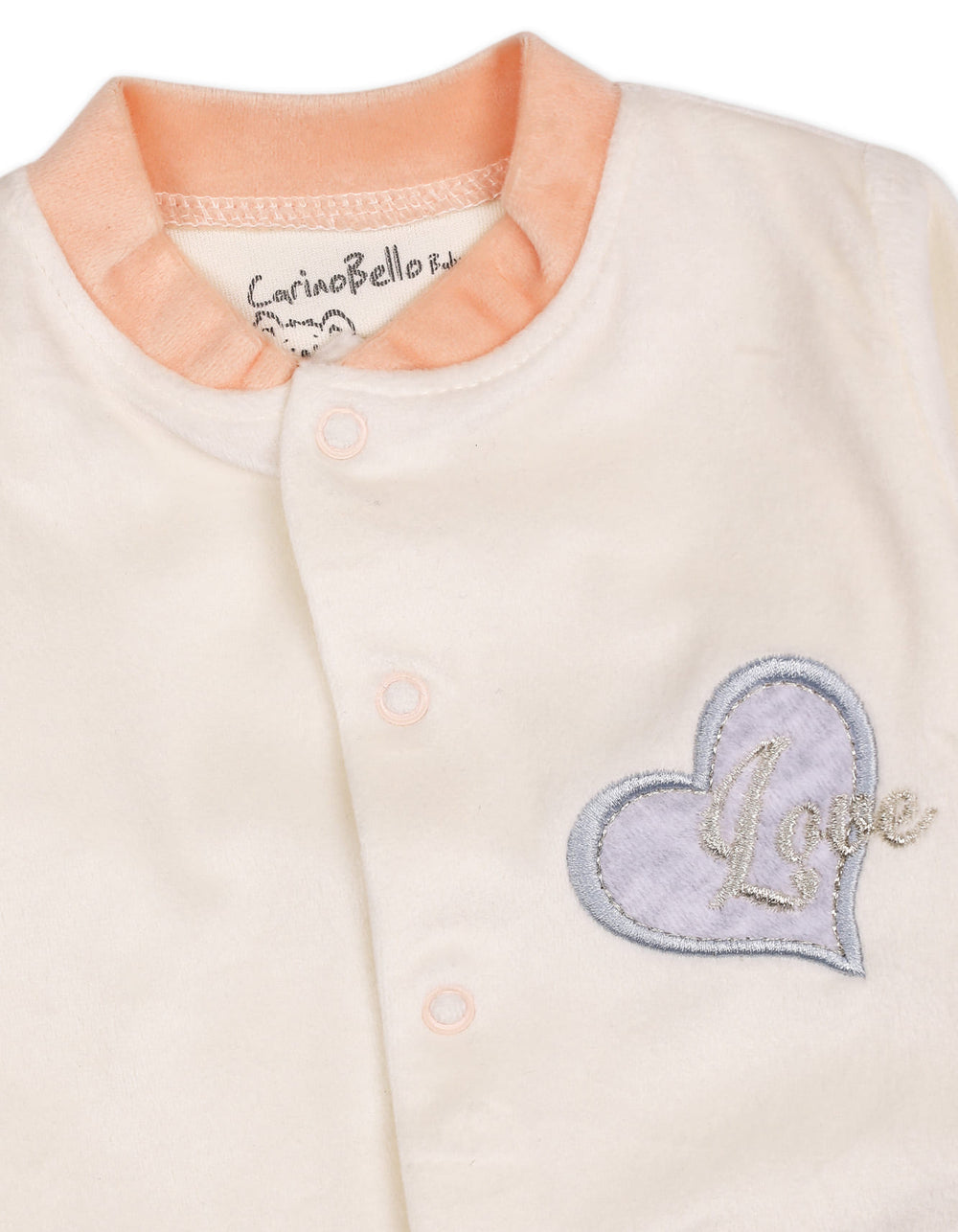 Baby Girls Winter Romper with Cap Embroidered Hearts Applique Off White at Zubaidas Official Pakistan