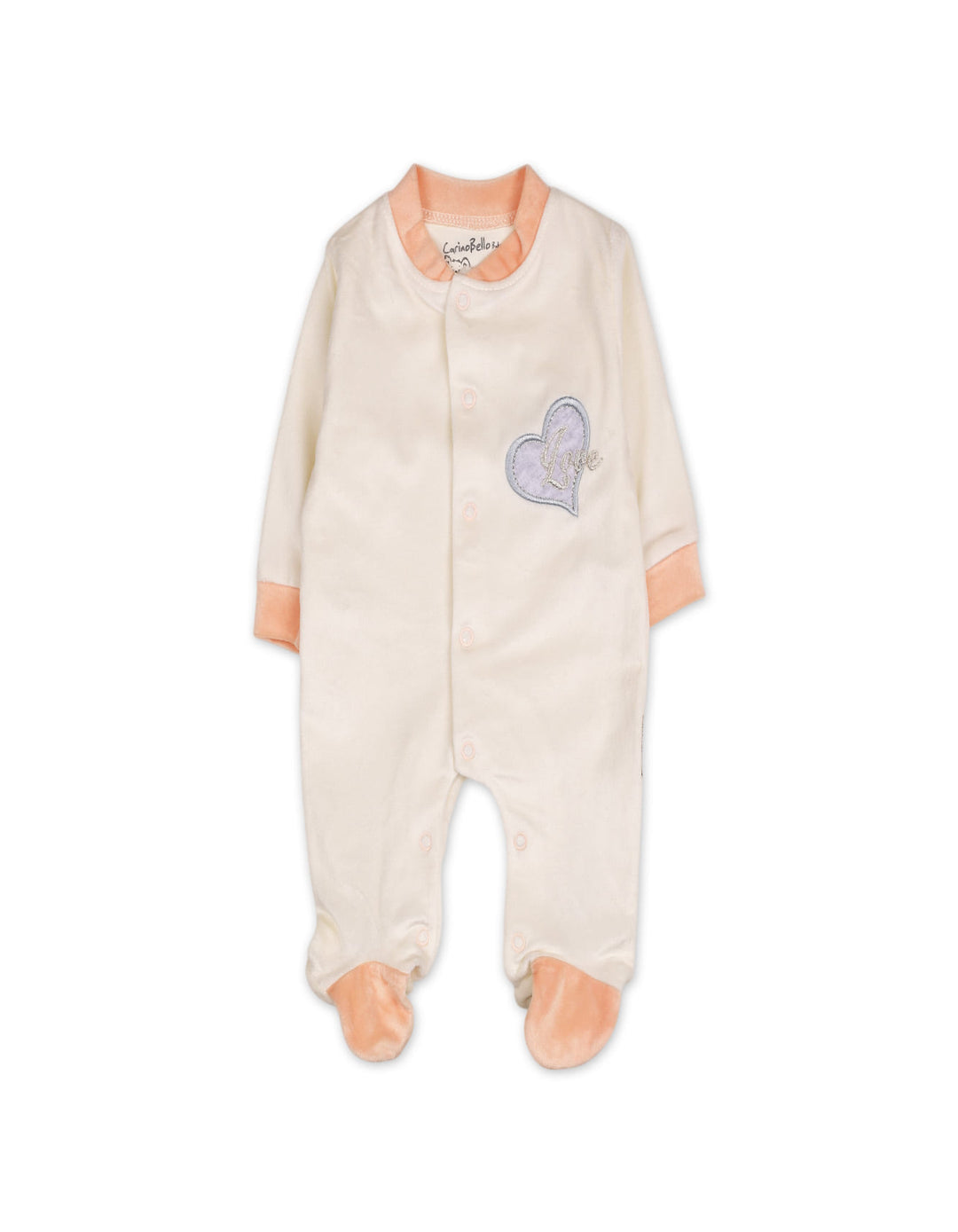 Baby Girls Winter Romper with Cap Embroidered Hearts Applique Off White at Zubaidas Online Pakistan