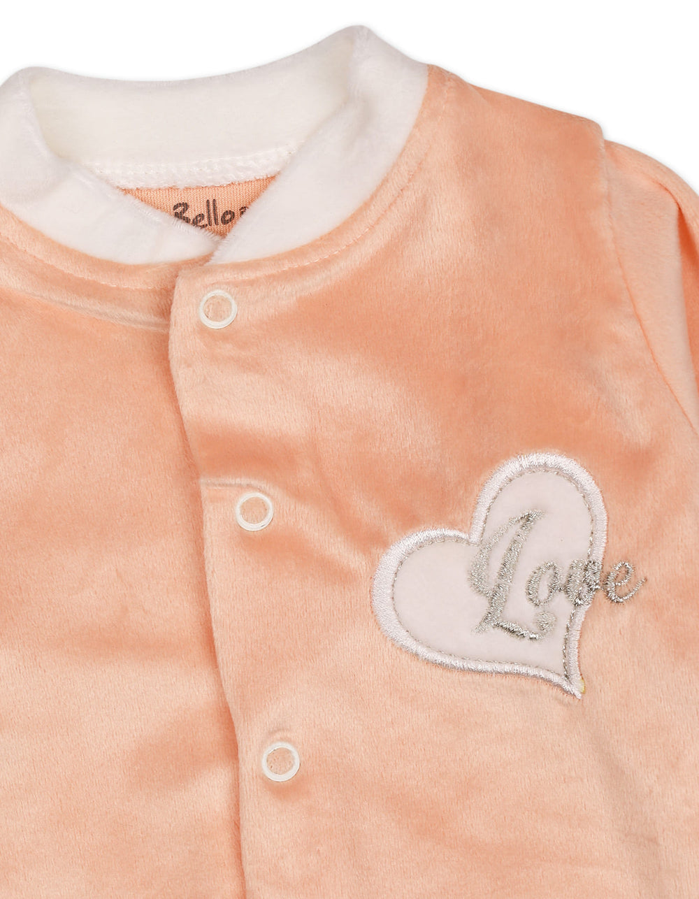 Baby Girls Winter Romper with Cap Embroidered Heart Applique Peach at Zubaidas Official Pakistan