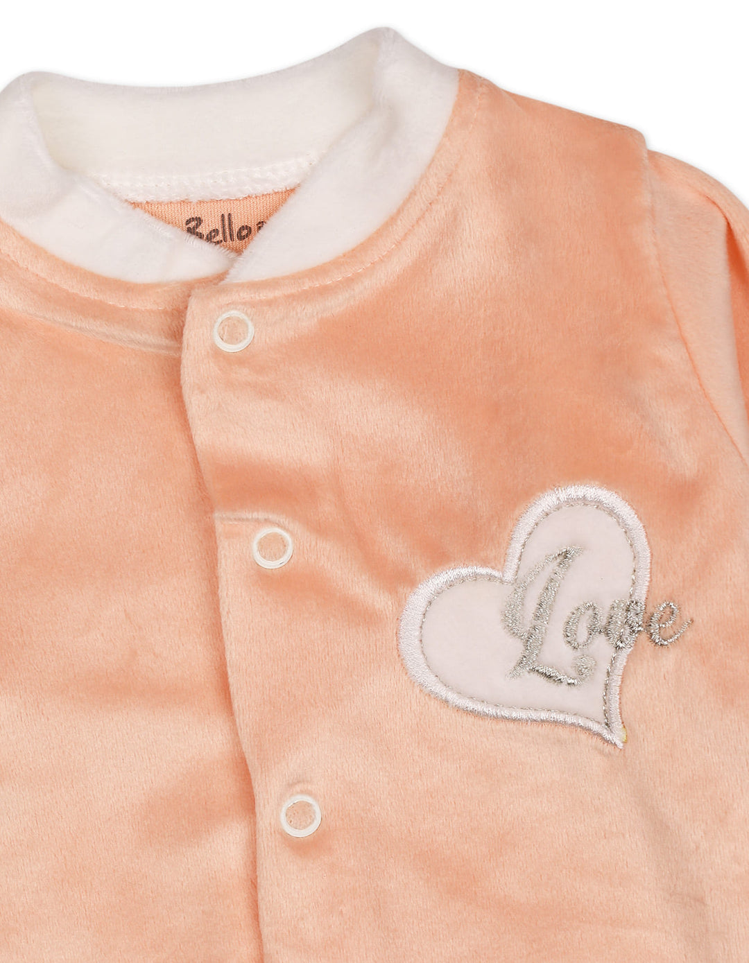 Baby Girls Winter Romper with Cap Embroidered Heart Applique Peach at Zubaidas Official Pakistan