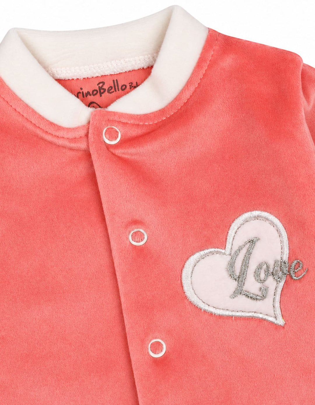Baby Girls Winter Romper with Cap Embroidered Heart Applique Pink at Zubaidas Pakistan