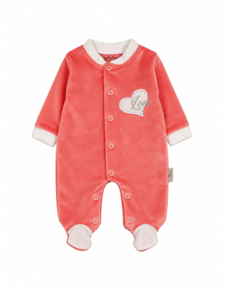 Baby Girls Winter Romper with Cap Embroidered Heart Applique Pink at Zubaidas Official Pakistan