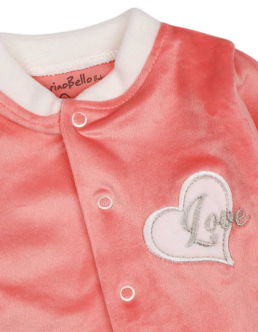 Baby Girls Winter Romper with Cap Embroidered Heart Applique Pink at Zubaidas Official Pakistan