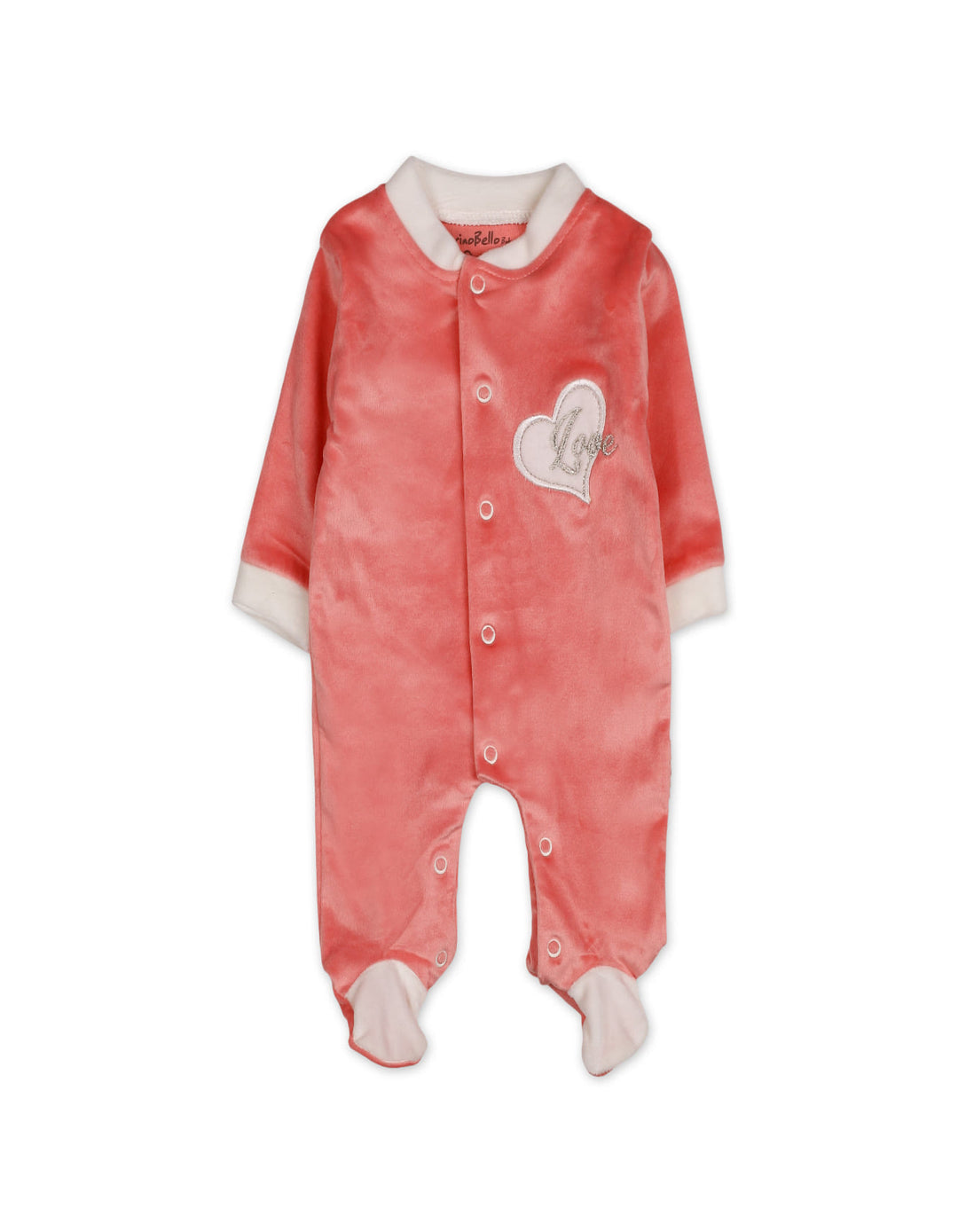 Baby Girls Winter Romper with Cap Embroidered Heart Applique Pink at Zubaidas Online Pakistan