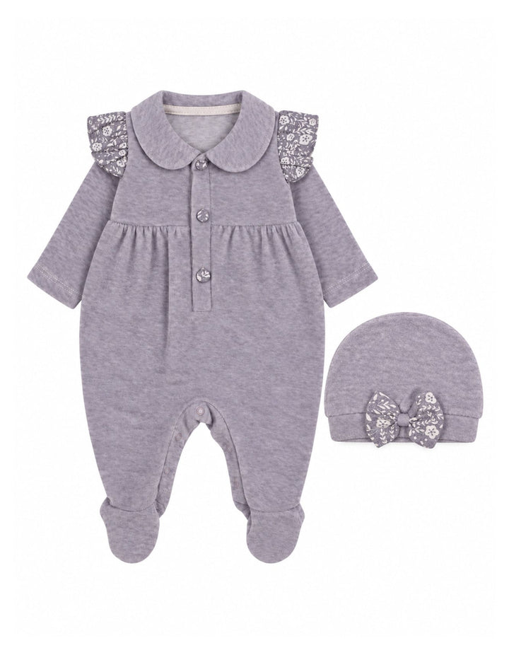 Baby Girls Winter Romper with Cap Peter Pan Collar at Zubaidas