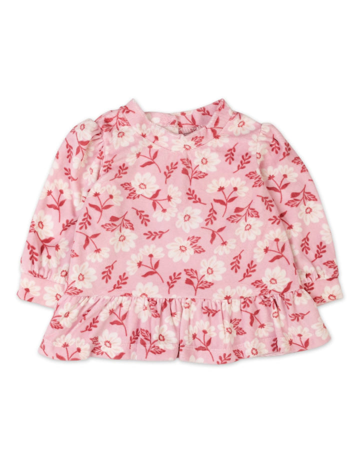 Baby Girls Winter Wear Sets Bambies Floral Print Top Pink and Black at Zubaidas Pakistan