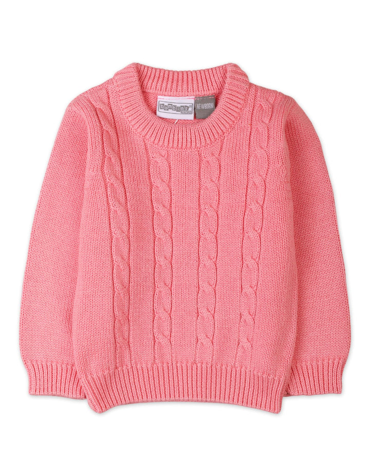 Baby Girls Winter Woolen Tops Bambies Cable Knit Pink at Zubaidas