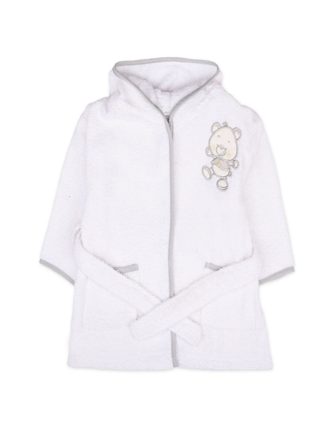 Baby Hooded Bath Robe Teddy Bear Grey at Zubaidas