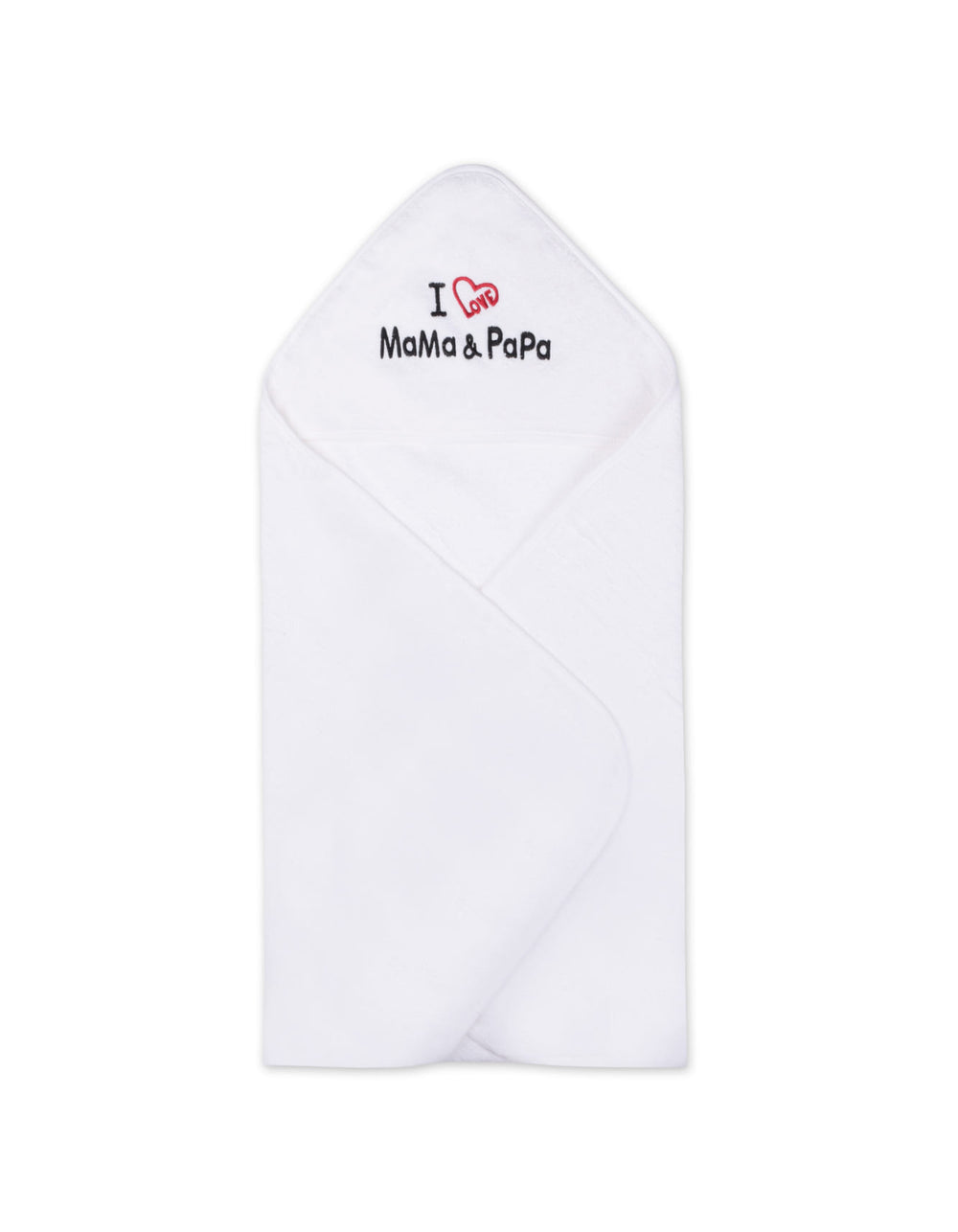 Baby Hooded Bath Towel Pack of 2 I Love MaMa and PaPa White at Zubaidas Official Pakistan