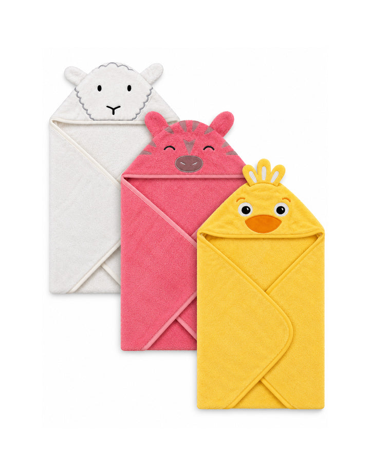 Baby Hooded Bath Towel Pack of 3 Animal Characters at Zubaidas