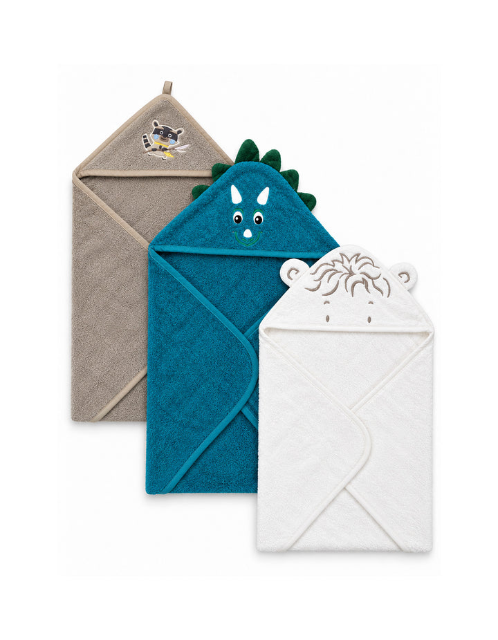 Baby Hooded Bath Towel Pack of 3 Animals Faces at Zubaidas