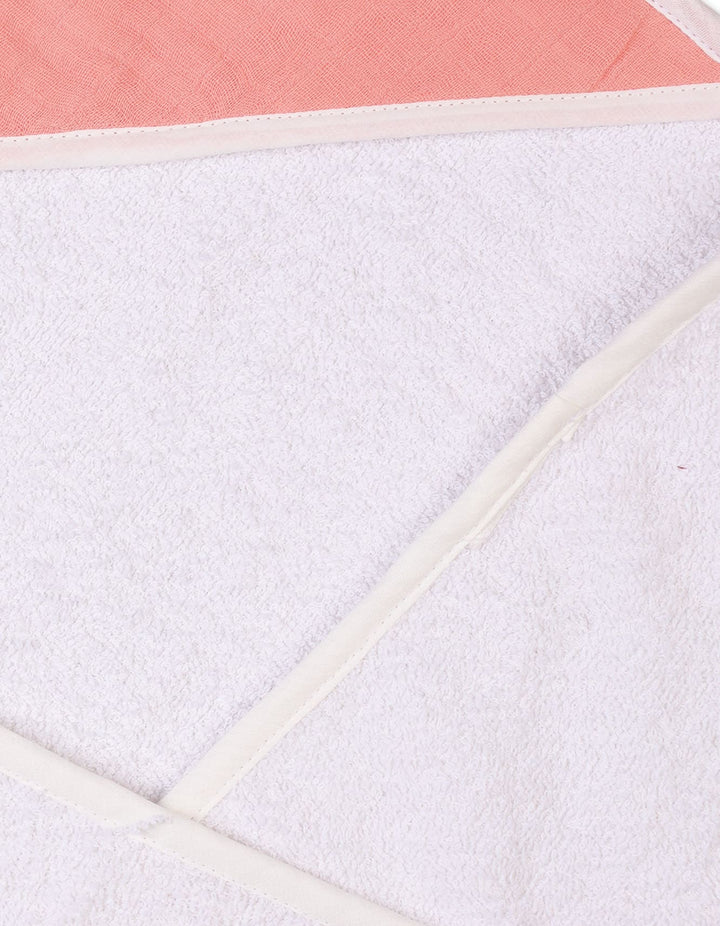 Baby Hooded Bath Towels Bambies Peach and White at Zubaidas Pakistan