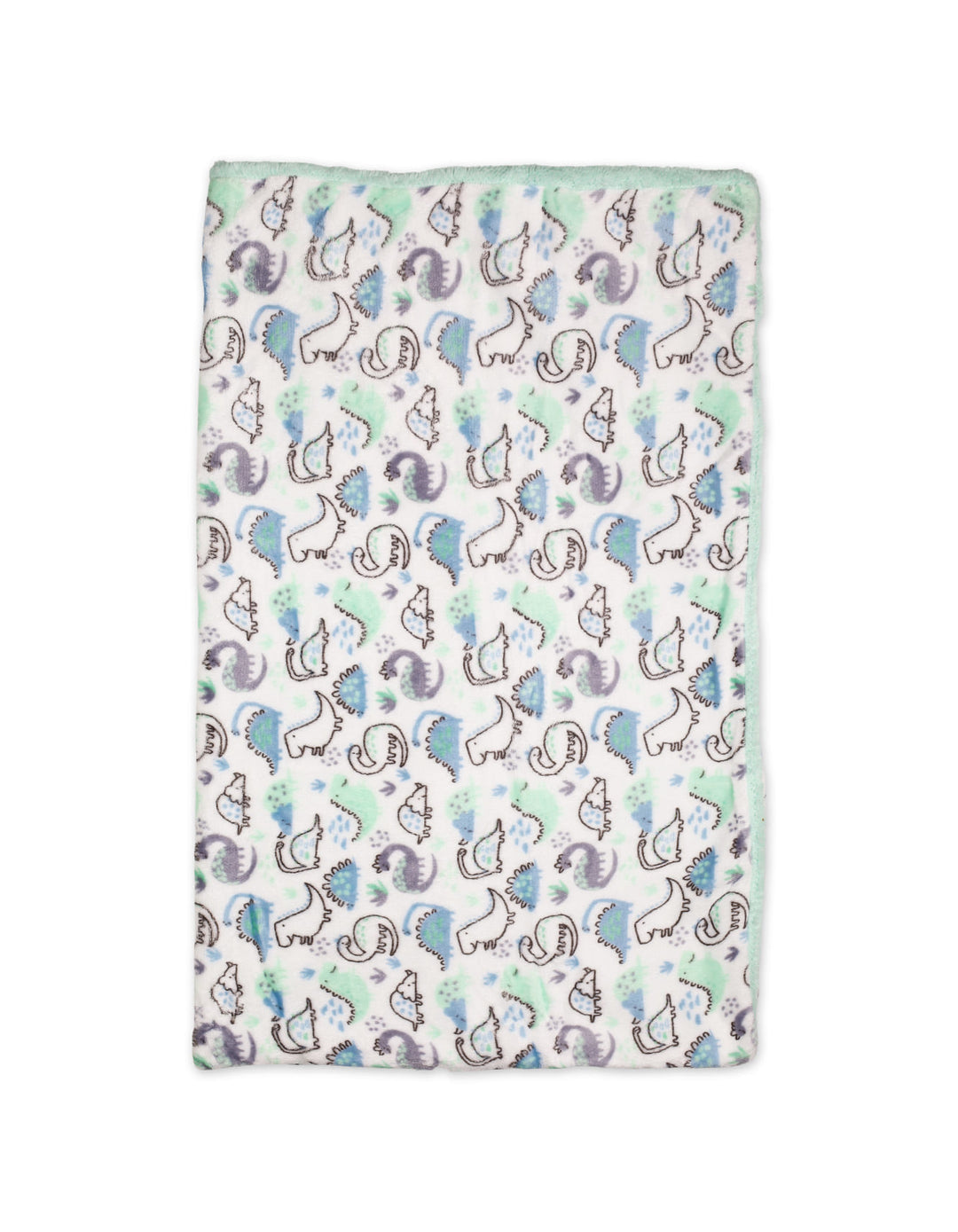 Baby Hooded Swaddle Blanket Dino White and Mint Green at Zubaidas Official Pakistan