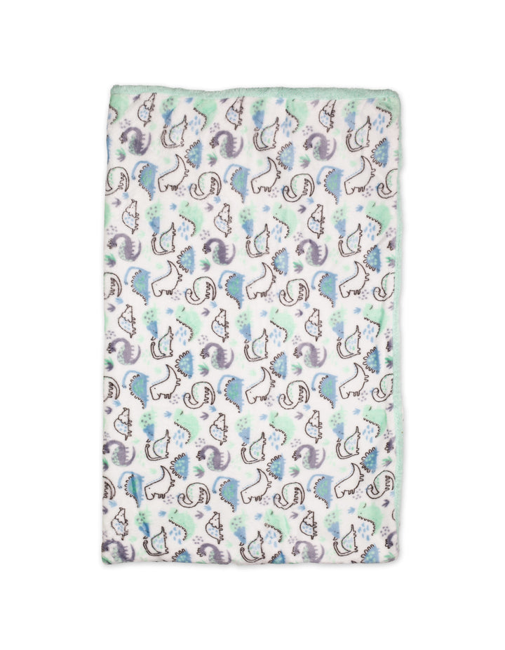 Baby Hooded Swaddle Blanket Dino White and Mint Green at Zubaidas Official Pakistan