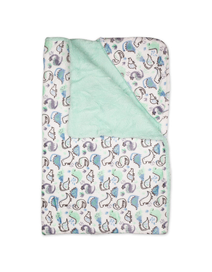 Baby Hooded Swaddle Blanket Dino White and Mint Green at Zubaidas Online Pakistan