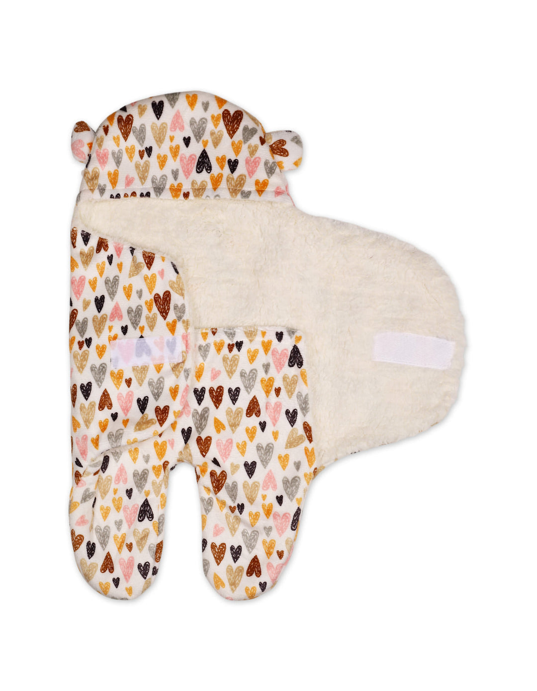 Baby Hooded Swaddle Heart Multicolor and White at Zubaidas