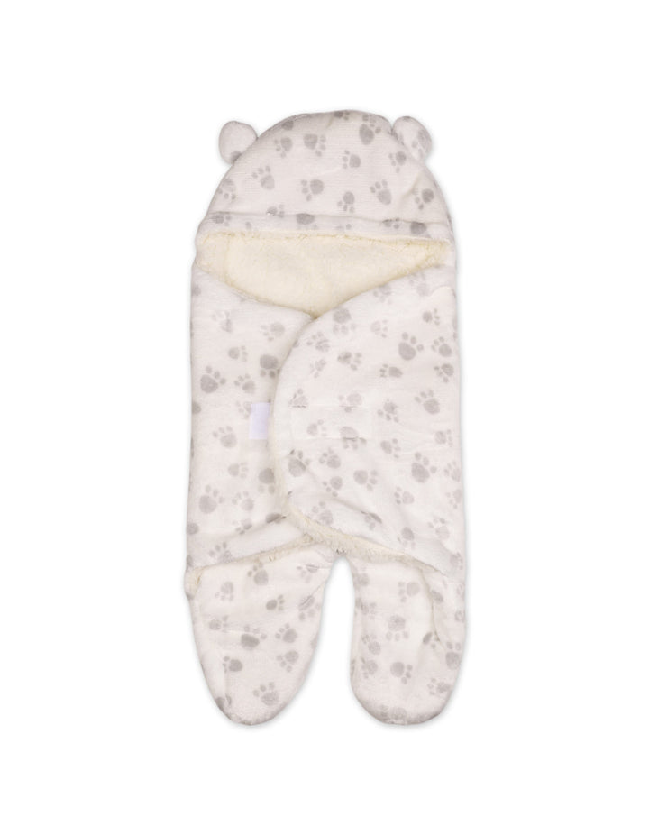 Baby Hooded Swaddle Paw Grey and White at Zubaidas Official Pakistan