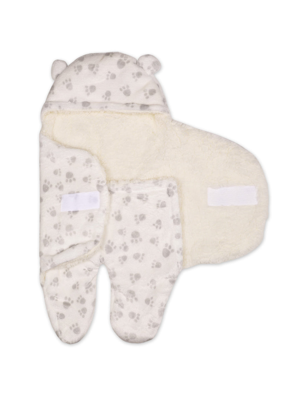Baby Hooded Swaddle Paw Grey and White at Zubaidas