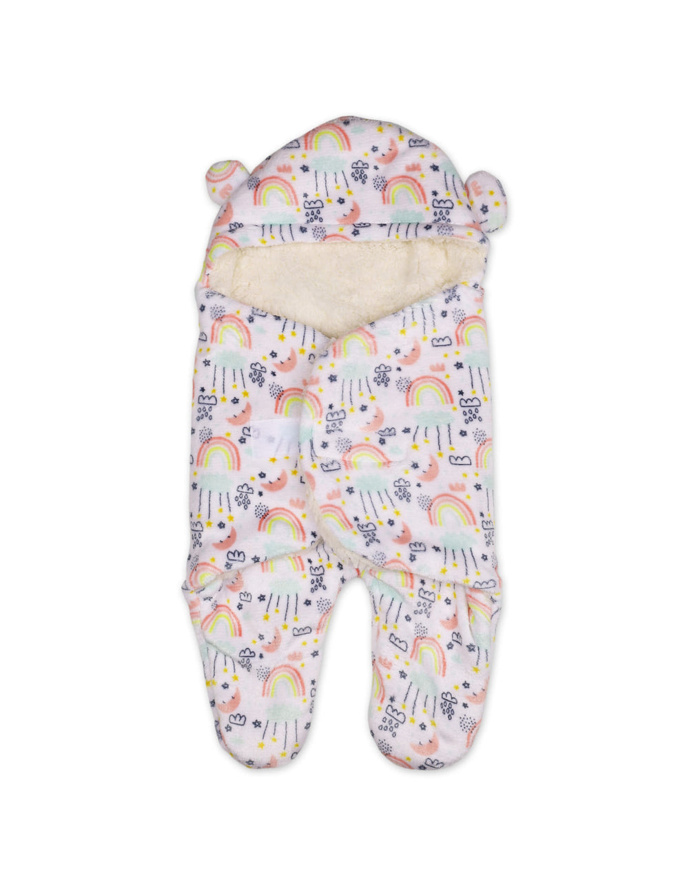 Baby Hooded Swaddle Rainbow and Cloud Multi and White at Zubaidas Official Pakistan