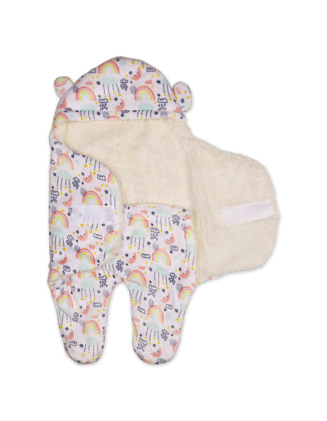 Baby Hooded Swaddle Rainbow and Cloud Multi and White at Zubaidas