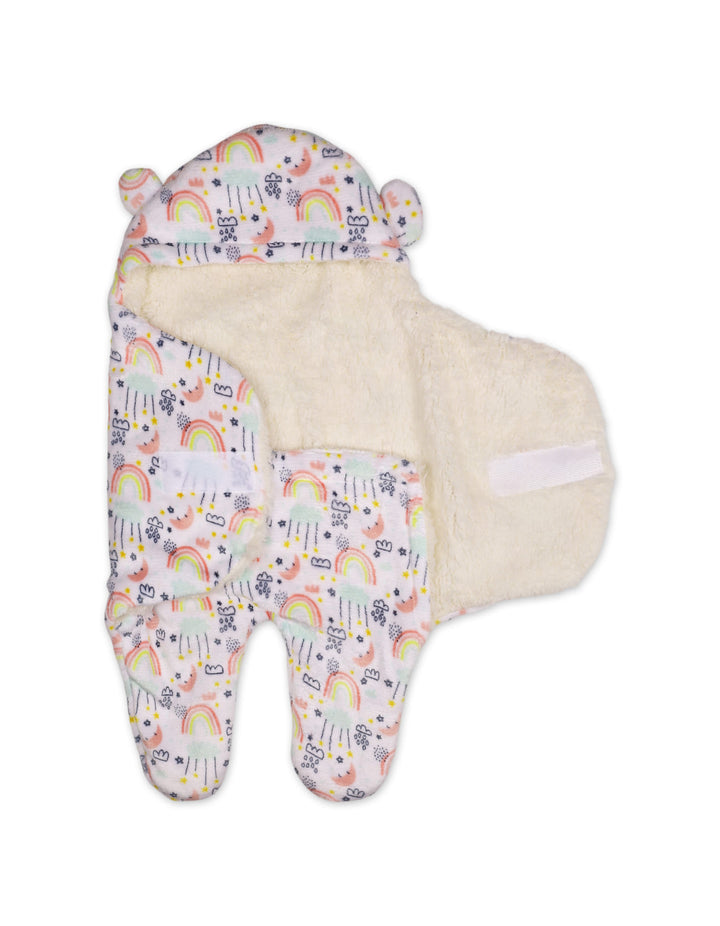 Baby Hooded Swaddle Rainbow and Cloud Multi and White at Zubaidas