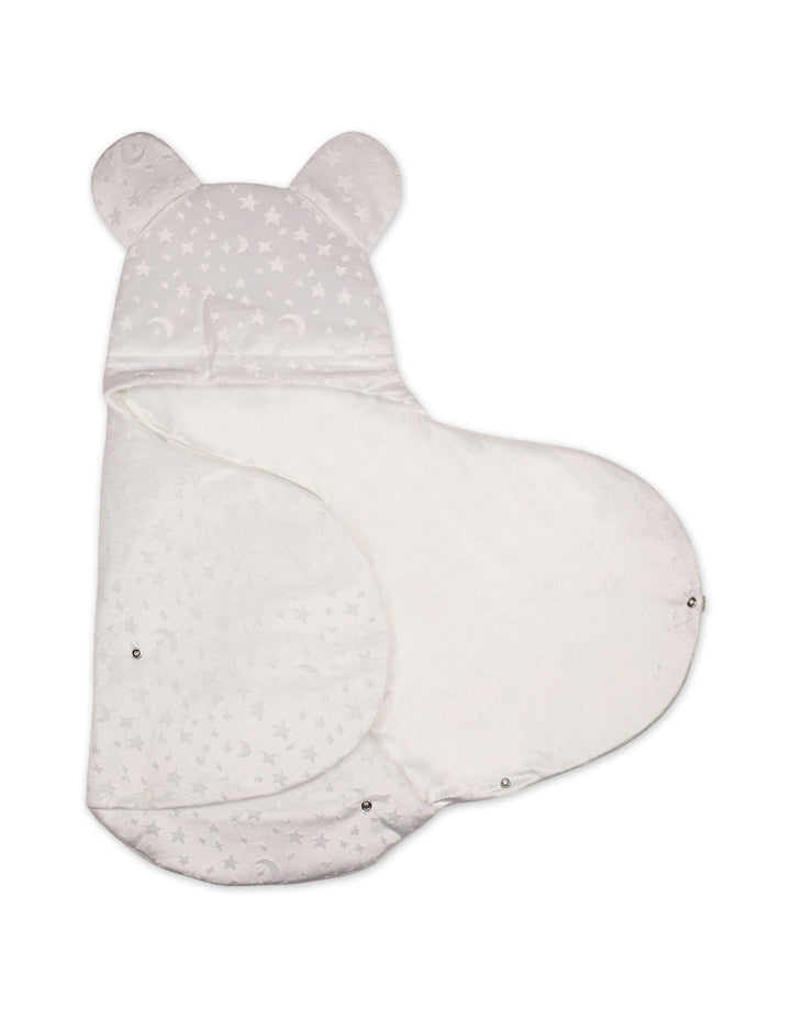 Baby Hooded Swaddle Wrap Stars Grey at Zubaidas Online Pakistan