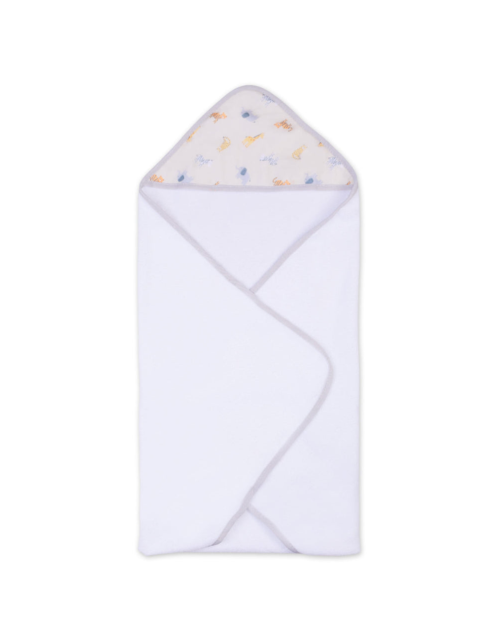 Baby Hooded Towel and Washcloth Set Elephant Grey and White at Zubaidas Official Pakistan