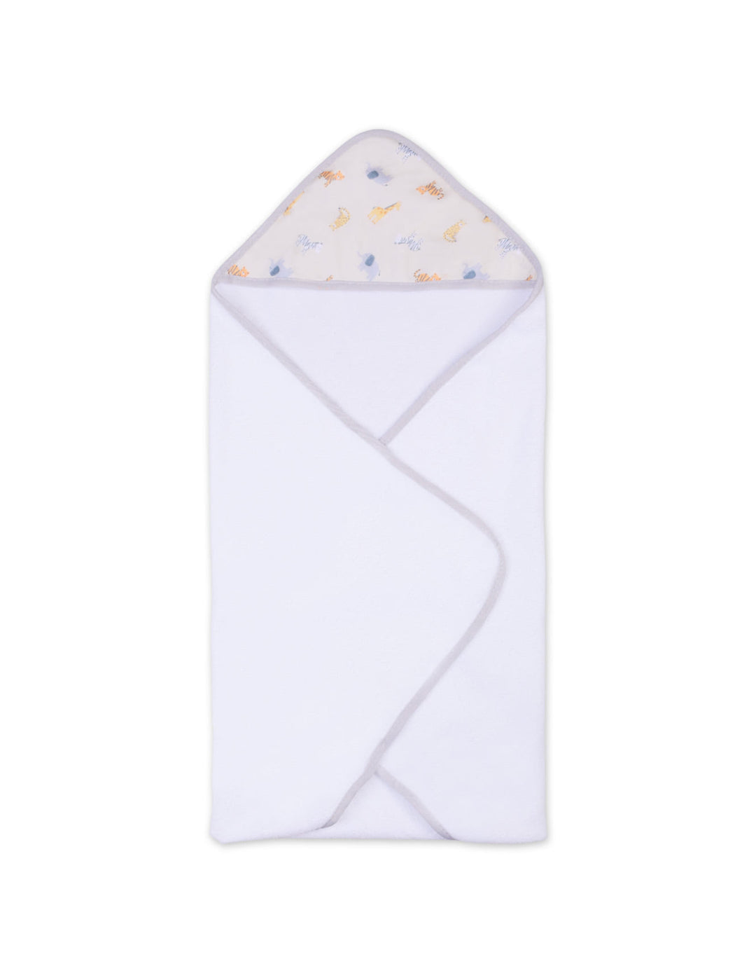 Baby Hooded Towel and Washcloth Set Elephant Grey and White at Zubaidas Official Pakistan