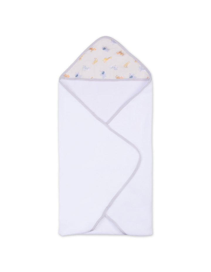 Baby Hooded Towel and Washcloth Set Elephant Grey and White at Zubaidas Official Pakistan