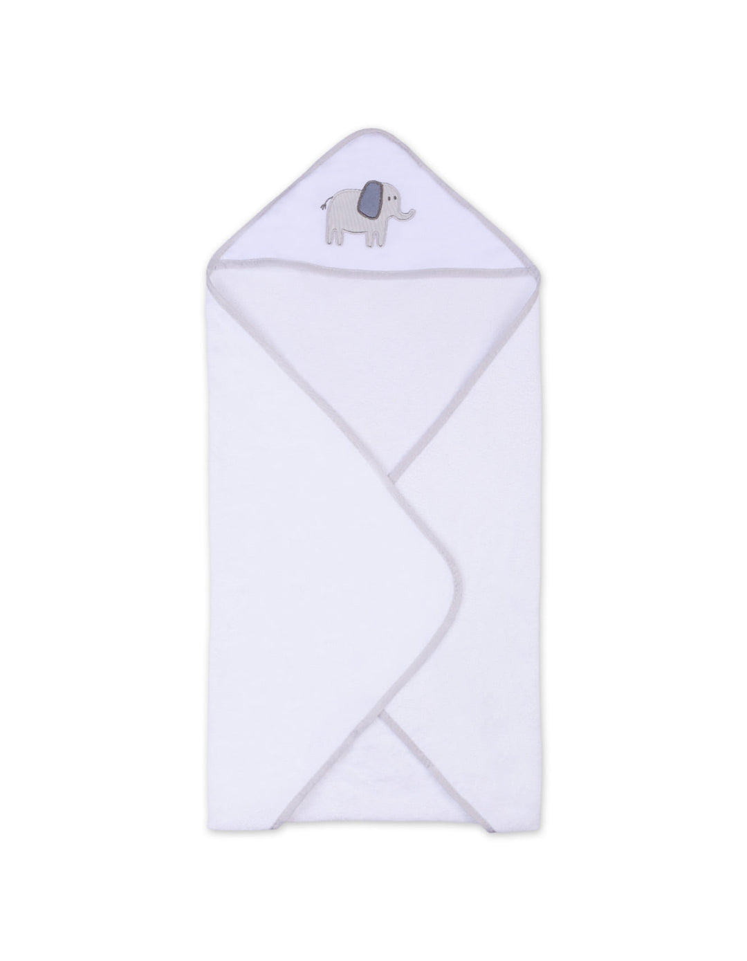 Baby Hooded Towel and Washcloth Set Elephant Grey and White at Zubaidas Online Pakistan