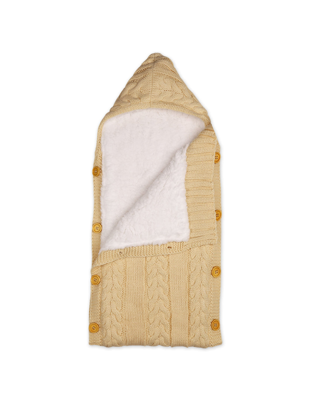Baby Hooded Woolen Carry Nest Cable Knit Pattern Beige at Zubaidas Official Pakistan