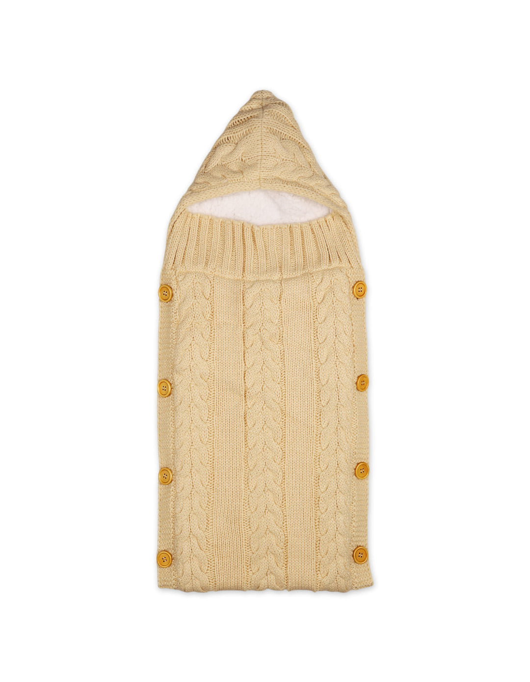 Baby Hooded Woolen Carry Nest Cable Knit Pattern Beige at Zubaidas