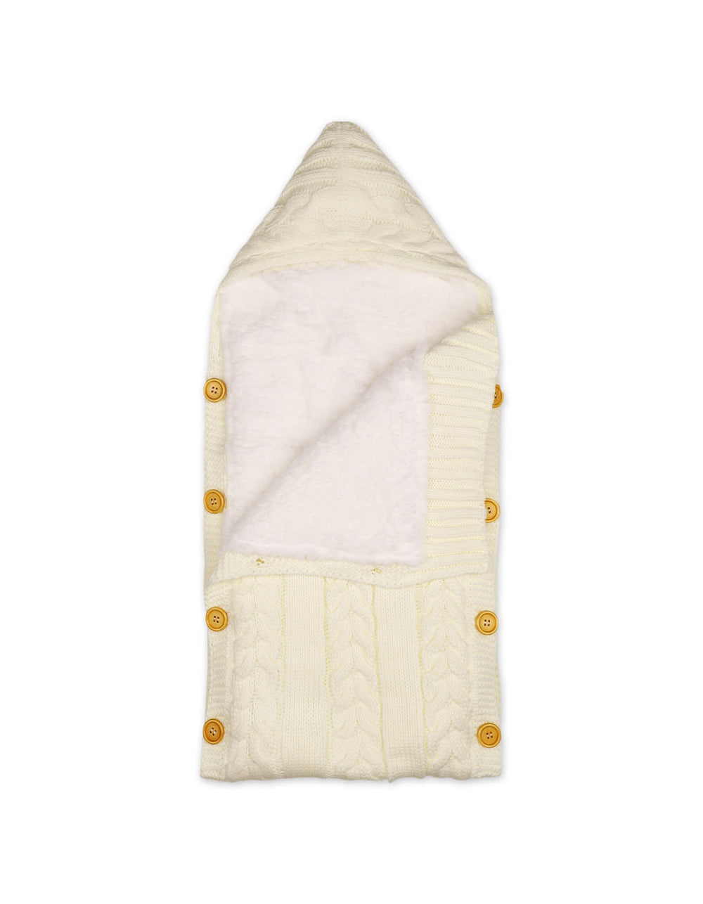 Baby Hooded Woolen Carry Nest Cable Knit Pattern Off White at Zubaidas Official Pakistan