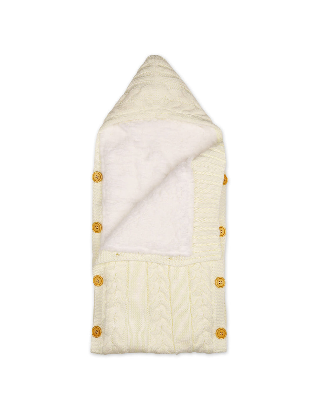 Baby Hooded Woolen Carry Nest Cable Knit Pattern Off White at Zubaidas Official Pakistan