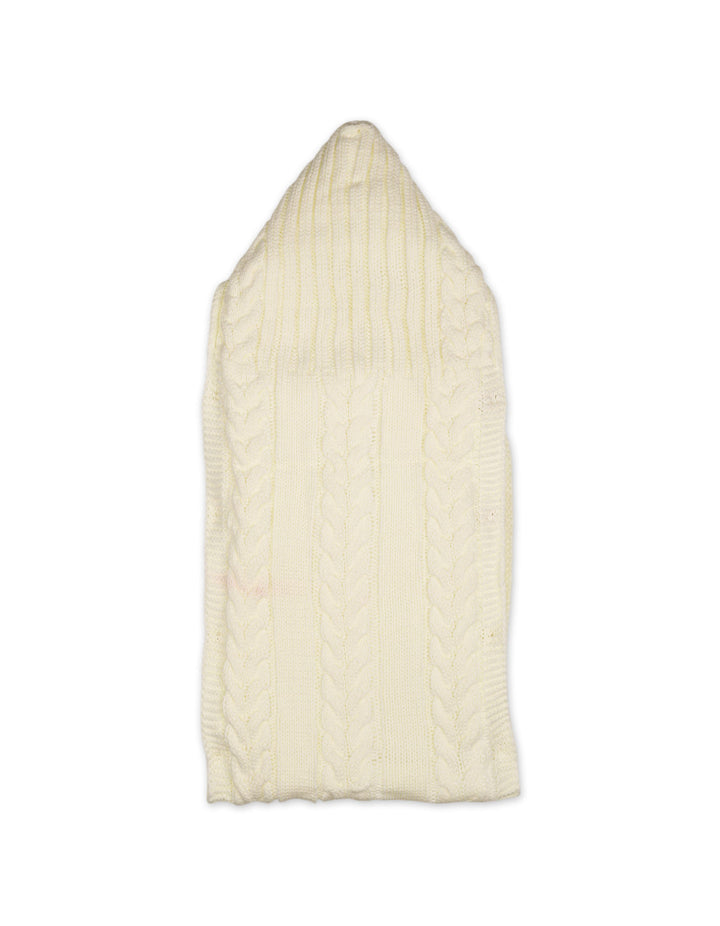 Baby Hooded Woolen Carry Nest Cable Knit Pattern Off White at Zubaidas Online Pakistan