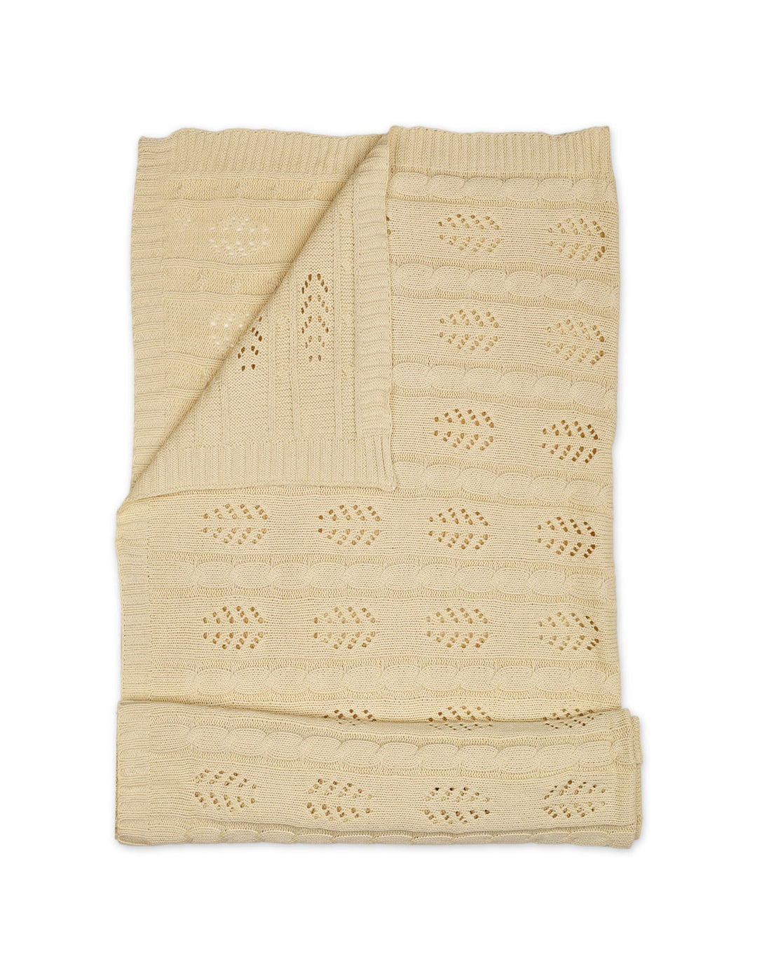 Baby Knit Blanket Leaf Beige at Zubaidas