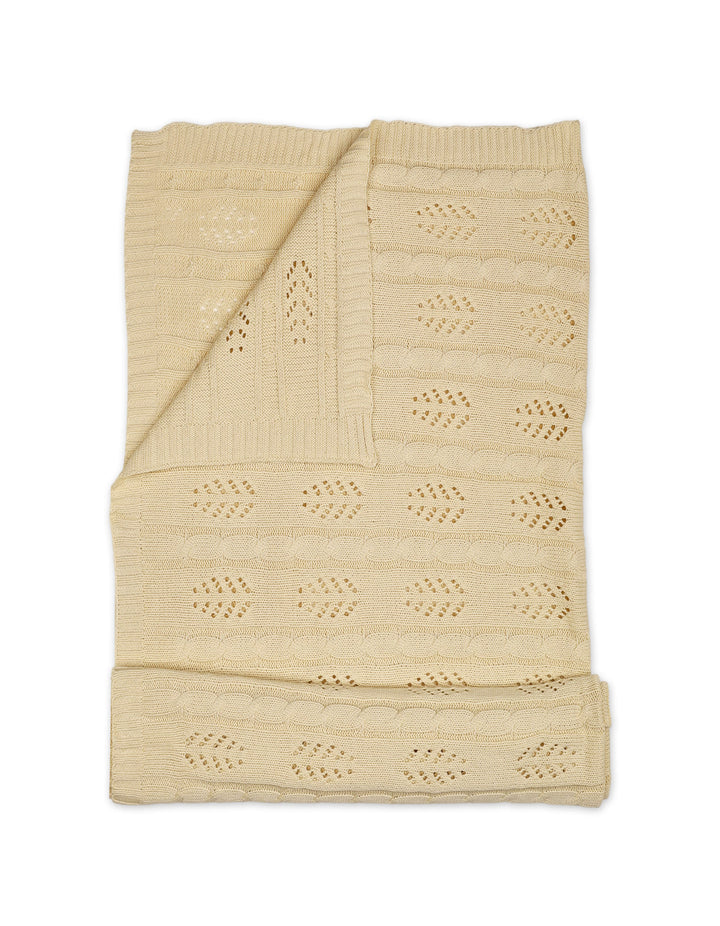 Baby Knit Blanket Leaf Beige at Zubaidas