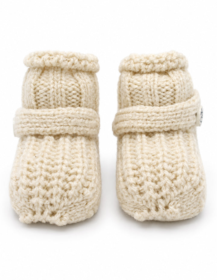 Baby Knitted Booties with Decorative Button Cream at Zubaidas Official Pakistan