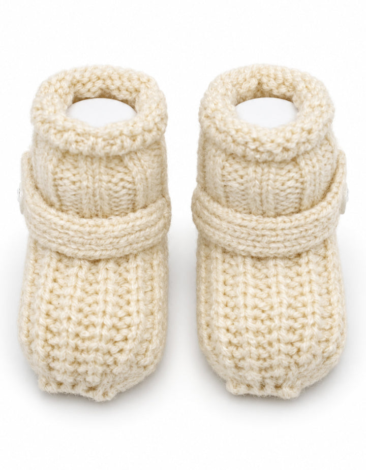 Baby Knitted Booties with Decorative Button Cream at Zubaidas Online Pakistan